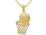 14K Yellow Gold Basketball & Hoop Pendant Necklace with Chain